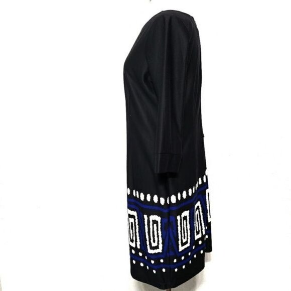 Marc Bouwer Dress Ponte Knot Sheath Women's‎ Size M Black Blue White - Picture 3 of 7